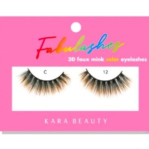 Kara Beauty C12 FABULASHES 3D FAUX MINK COLOR LASHES/Black with Ombre Orange